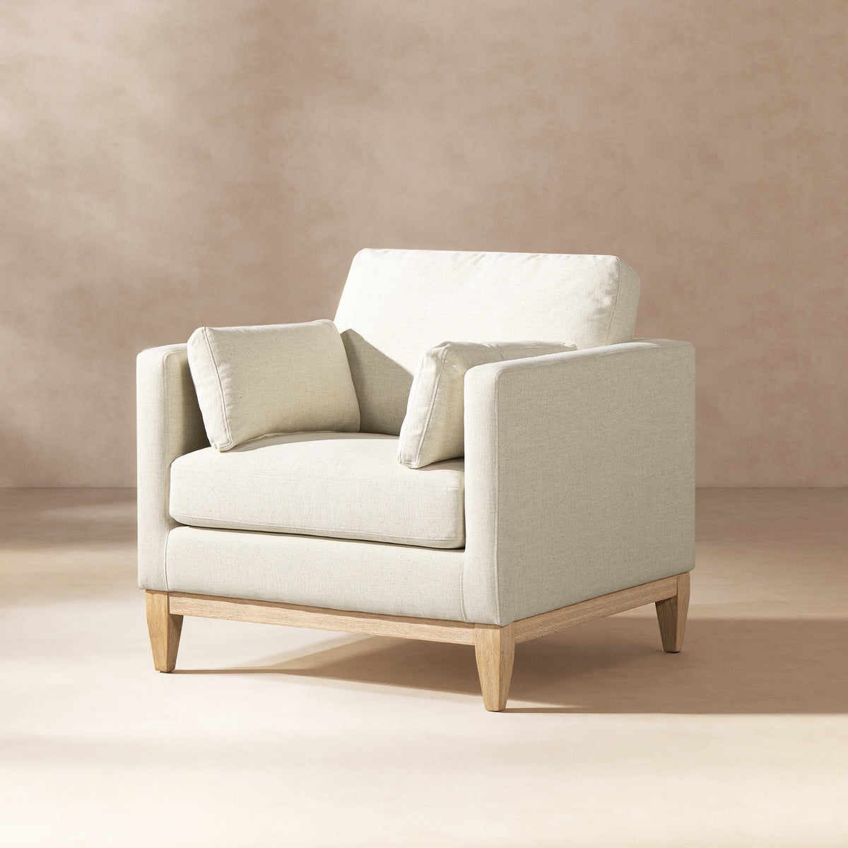 Modern Farmhouse Arm Chair with Removable Cushions - Flax
