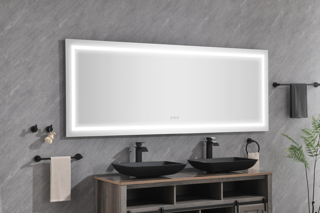 72" x 32" LED Bathroom Mirror with Front and Backlight - Anti-Fog Glass