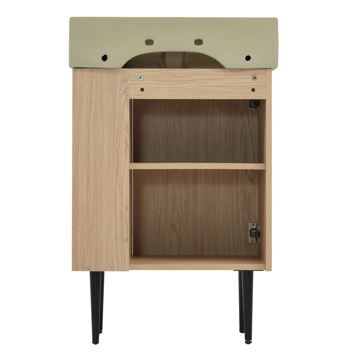 Bathroom Vanity with Single Ceramic Sink and Side Storage - Multiple Colors