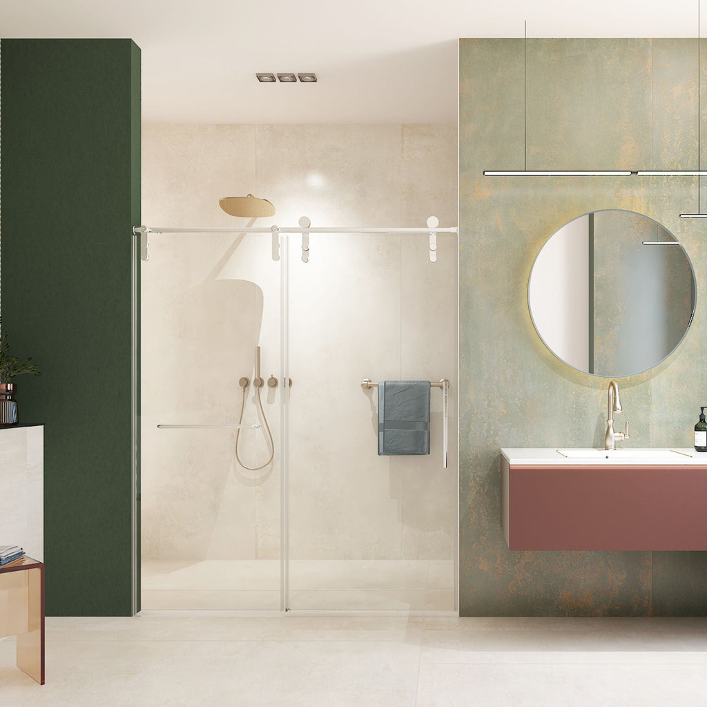 Pearl Silver Sliding Frameless Shower Door with Easy Clean Tempered Glass