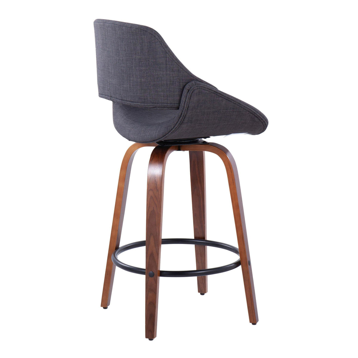 Mid Century Modern Counter Stool Set with Round Footrest - Dark Gray or Light Blue