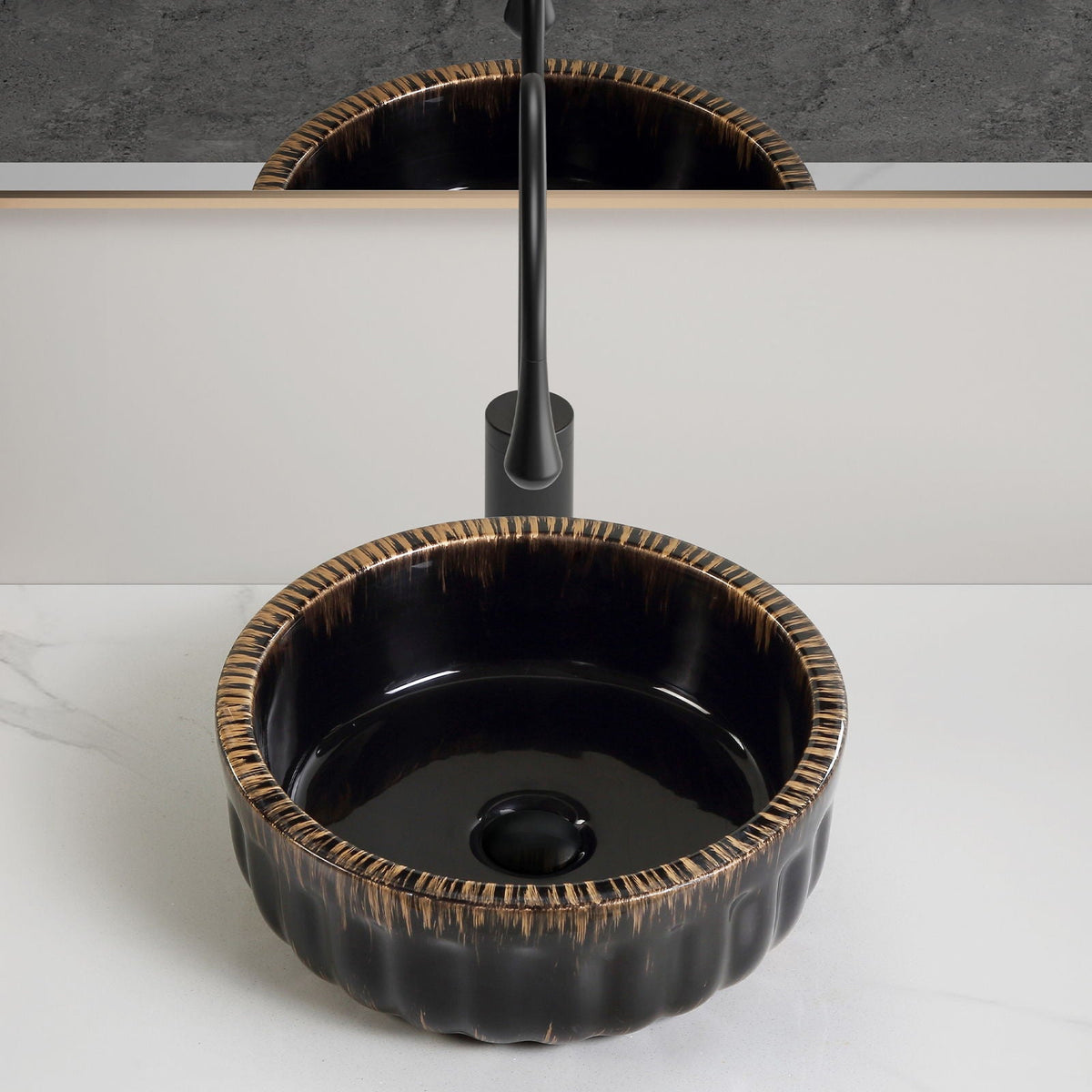 Black Vessel Sink with Modern Design - Black