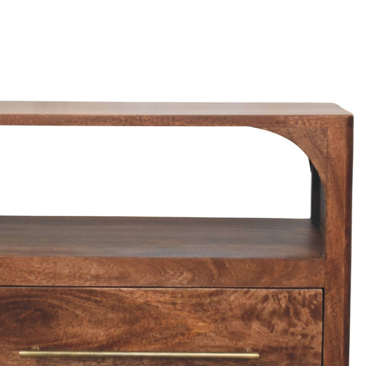 Solid Wood Arc-Line Media Console with Arch Silhouette - Roasted Almond