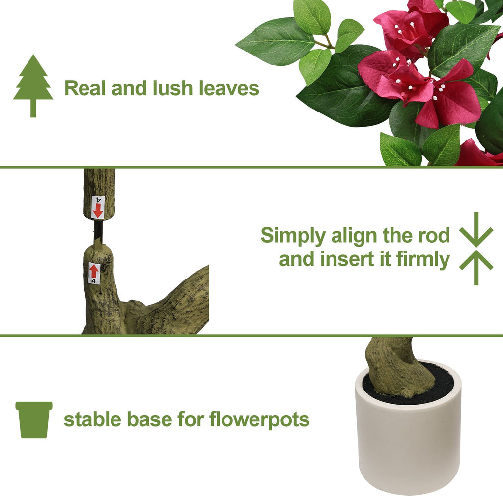 7Ft Artificial Bougainvillea Tree with Realistic Rose - Plastic