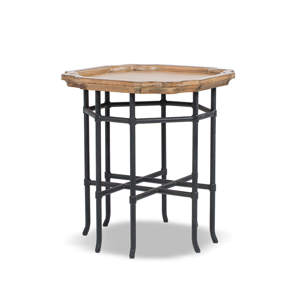 Foundry 24" Square Reclaimed Pine Wood & Iron Side Table with Tray Top - Antique