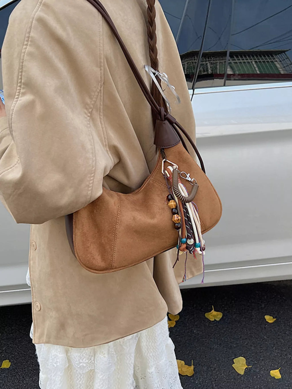Vintage Suede Tassel Shoulder Bag