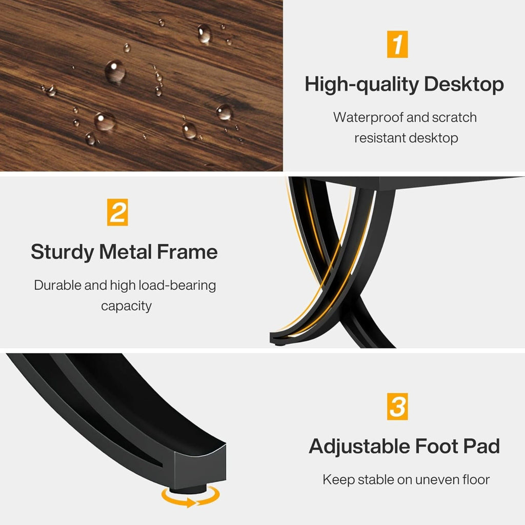 Extra Long 2 Person Desk With X Legs - Brown / Black