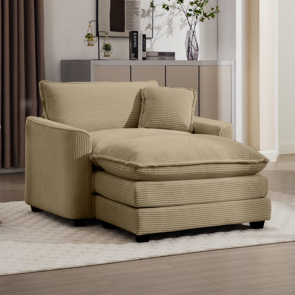 Modern Comfortable Single Chair & Ottoman with Deep Seat - Multiple Colors