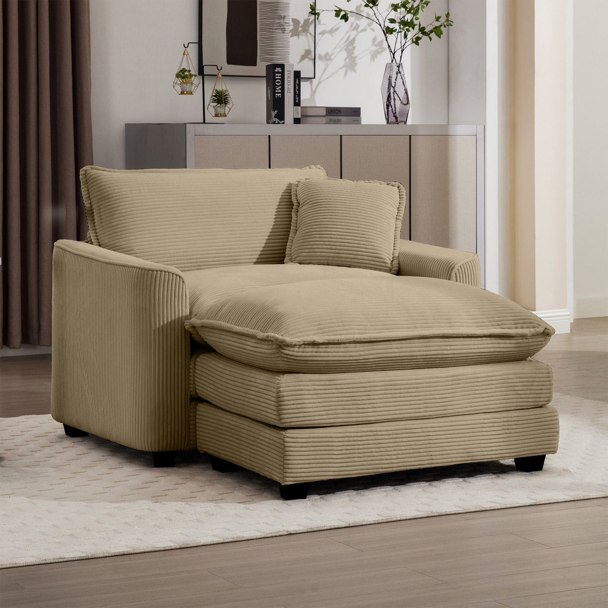 Modern Comfortable Single Chair & Ottoman with Deep Seat - Multiple Colors