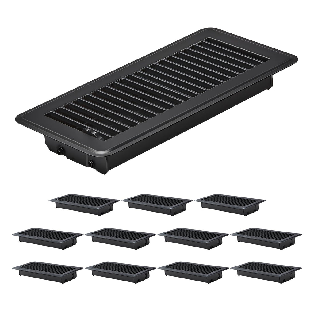 Iron Floor Registers 4 x 10 Inch 12-Pack with Adjustable Airflow - Iron