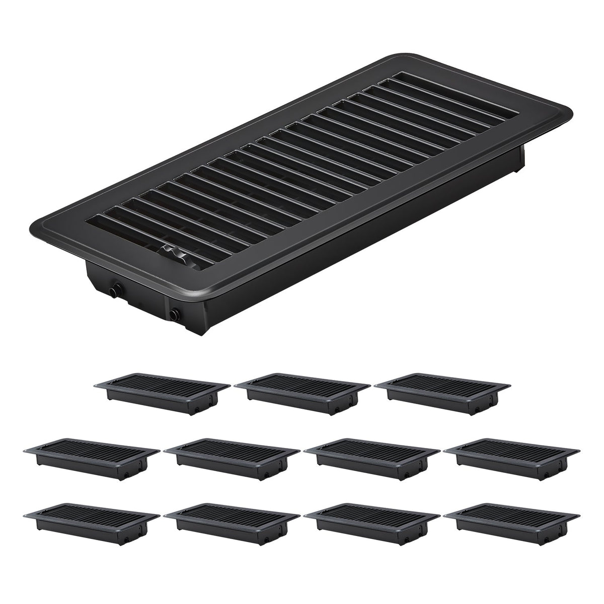 Iron Floor Registers 4 x 10 Inch 12-Pack with Adjustable Airflow - Iron