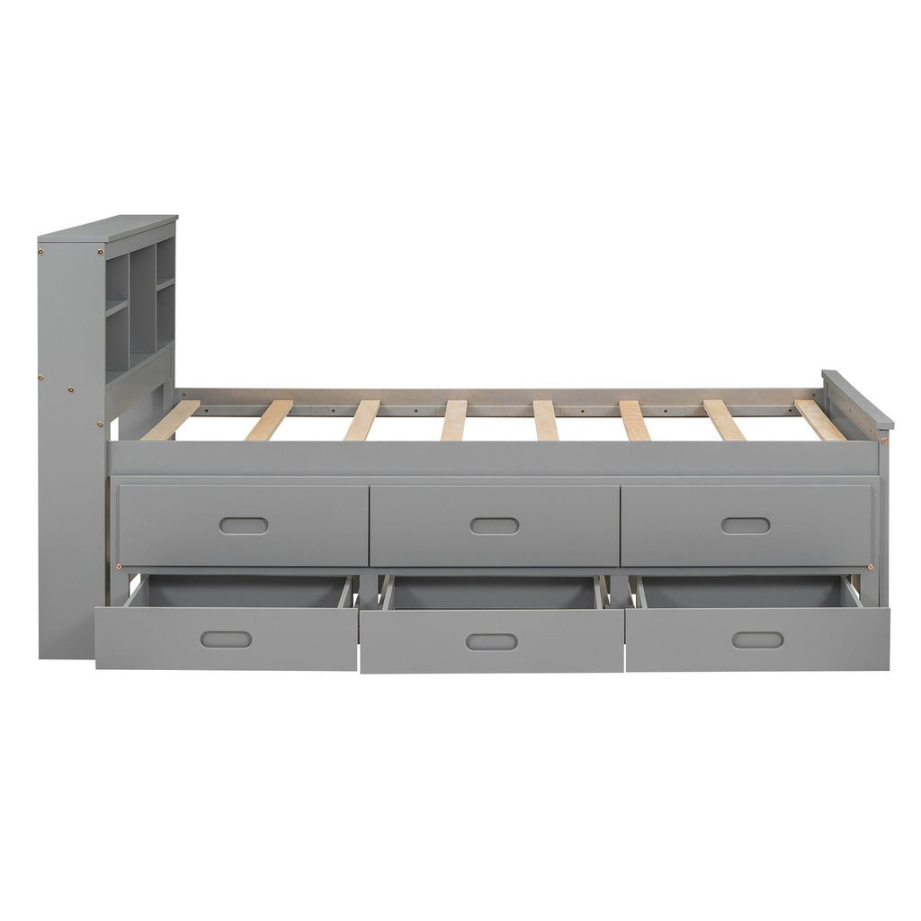 Platform Bed with Storage Headboard, USB, Trundle & 3 Drawers - Twin or Full