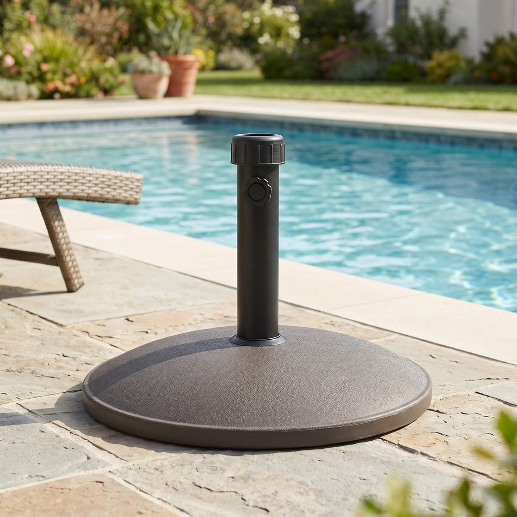 Brown Outdoor Umbrella Base with 35 lb Concrete Core – Stable & Weather Resistant