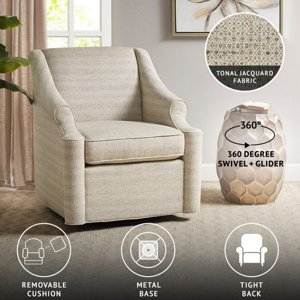 Justin - Swivel Glider Chair With 360 Degree Rotation - Tan