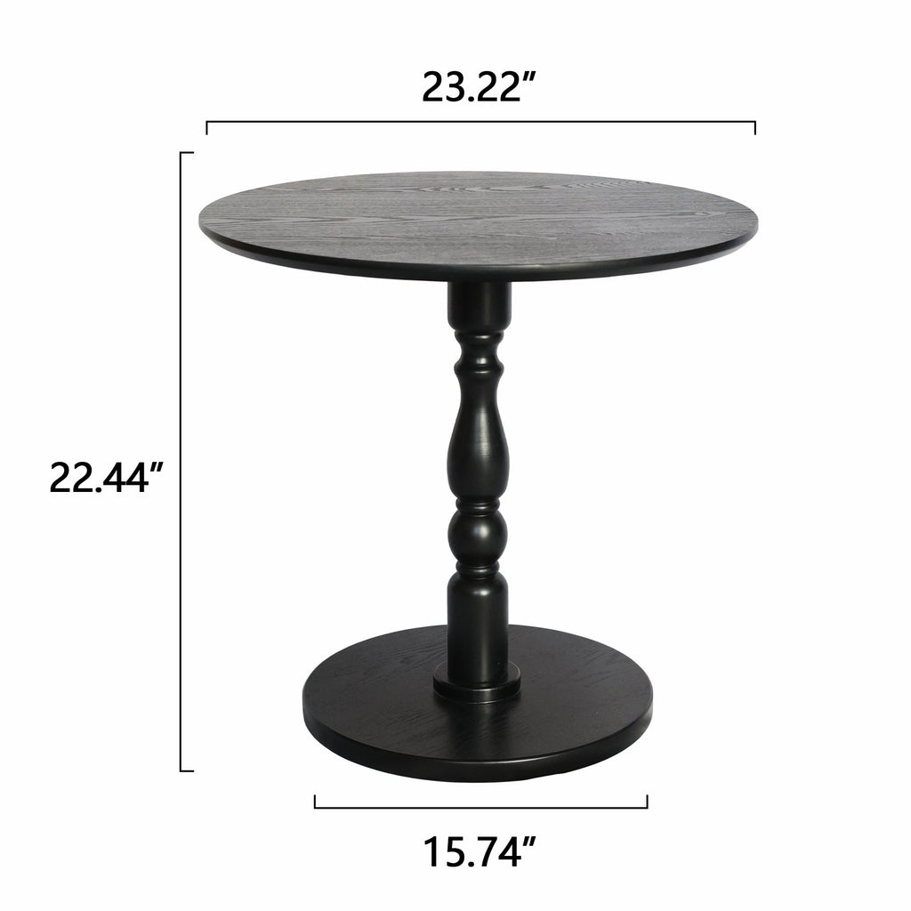 23'' Round Side Table with Water-Resistant Finish - Black