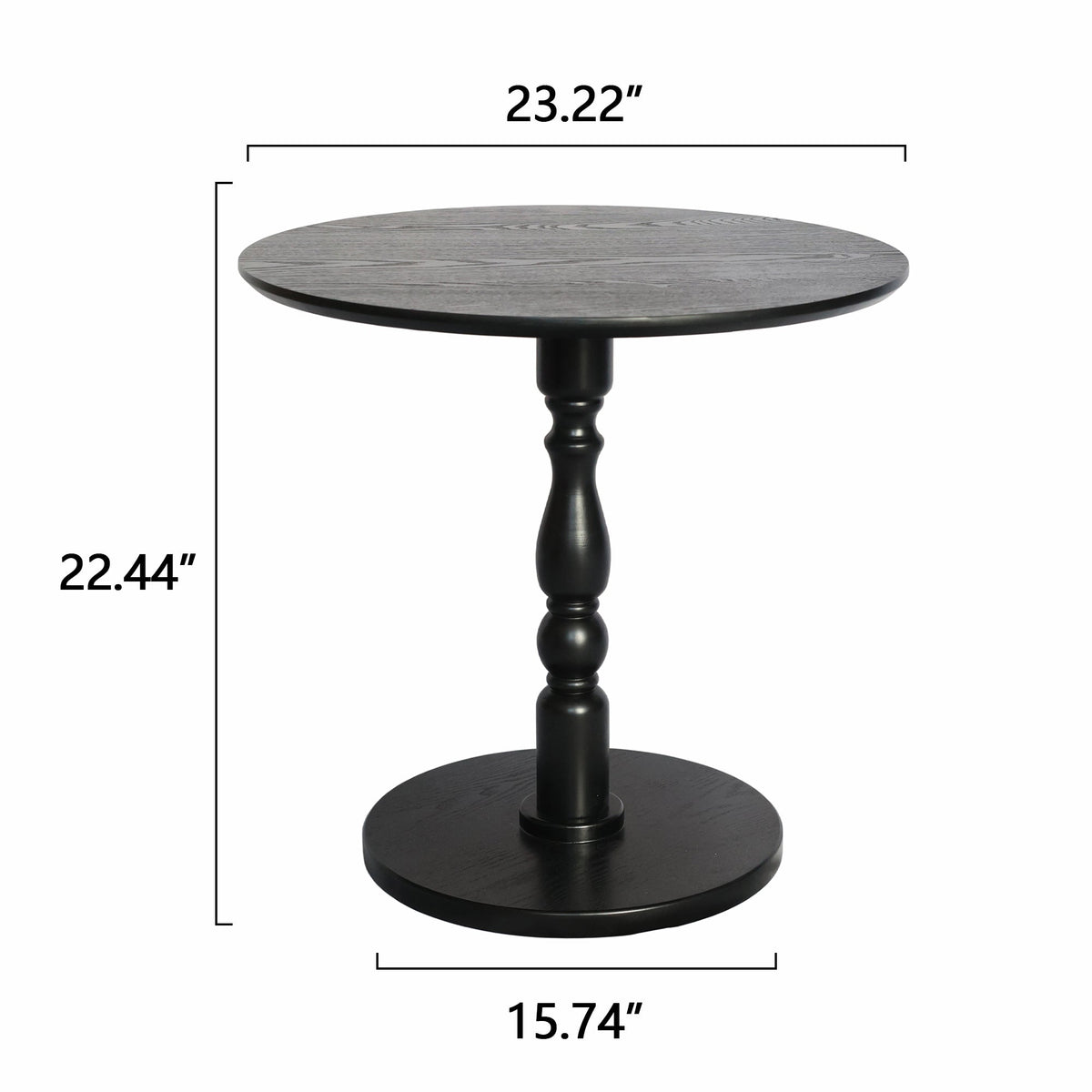 23'' Round Side Table with Water-Resistant Finish - Black