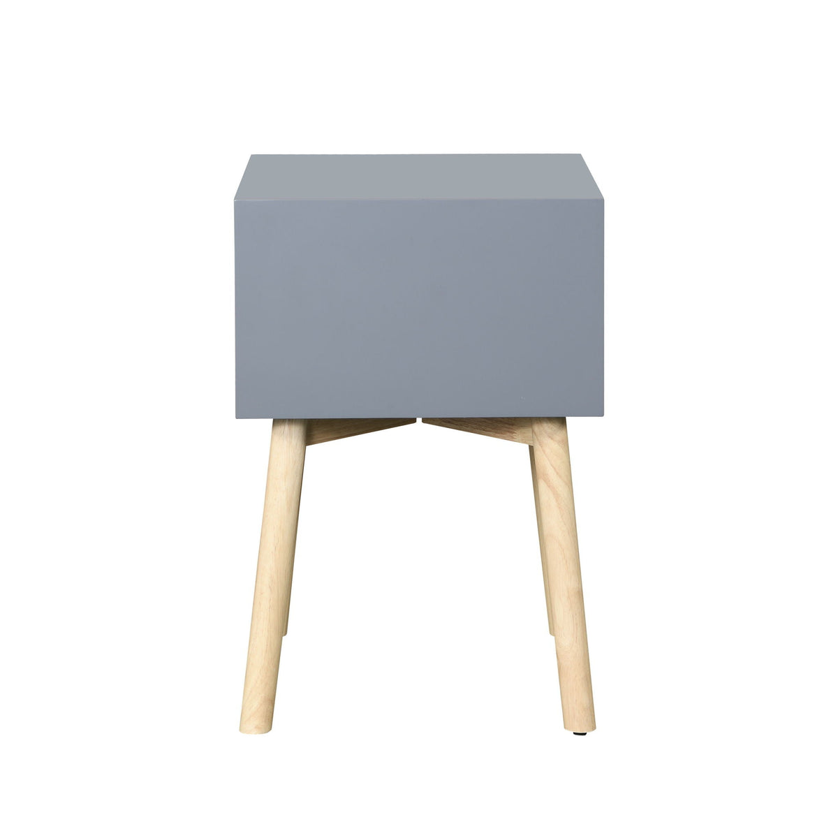 Mid-Century Modern 2-Drawer Accent Nightstand with Rubber Wood Legs – Dark Gray or Black