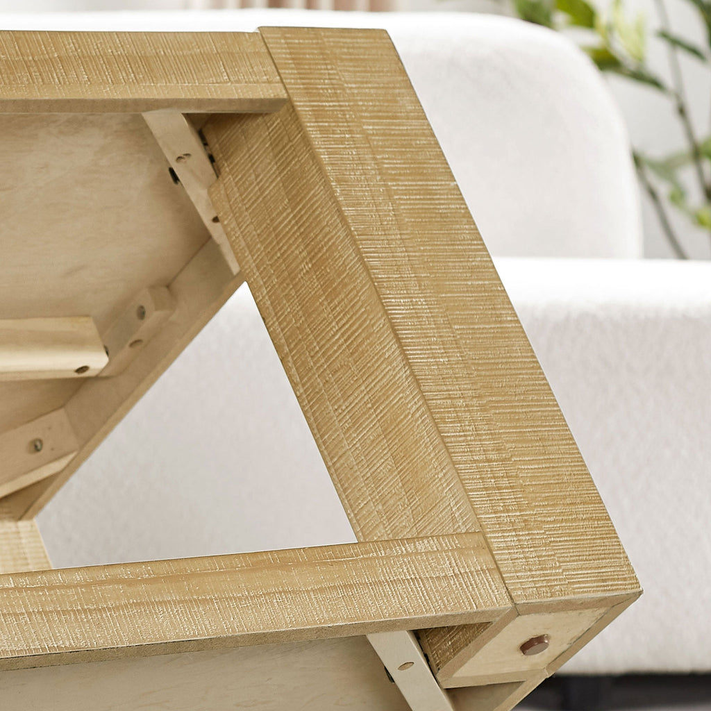 Modern 48 Inch Rectangular Coffee Table with Two-Tier Design - MDF