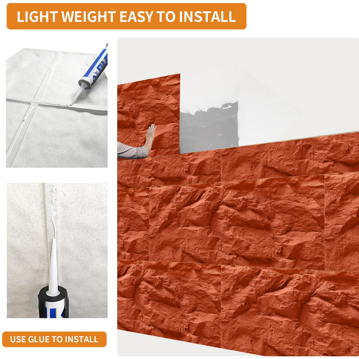 3D Faux Stone Wall Panels with Lightweight Flame-Resistant Design - Natural Stone