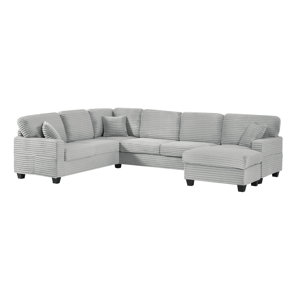 Upholstered U-Shaped Sectional Sofa with Movable Ottoman and Storage Pockets - Multiple Colors