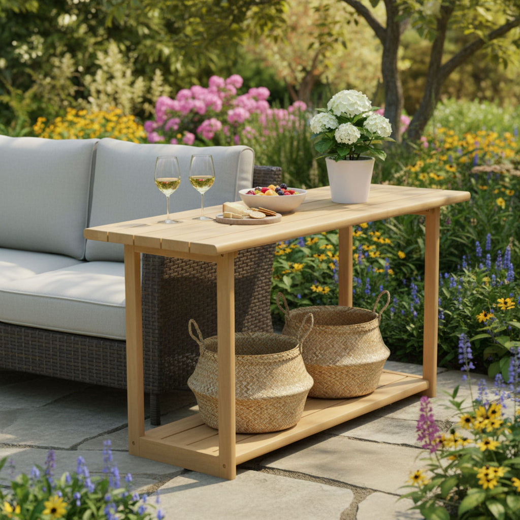 Woodside Rectangular Outdoor Buffet & Console Table with 300 lb Capacity - Acacia Wood