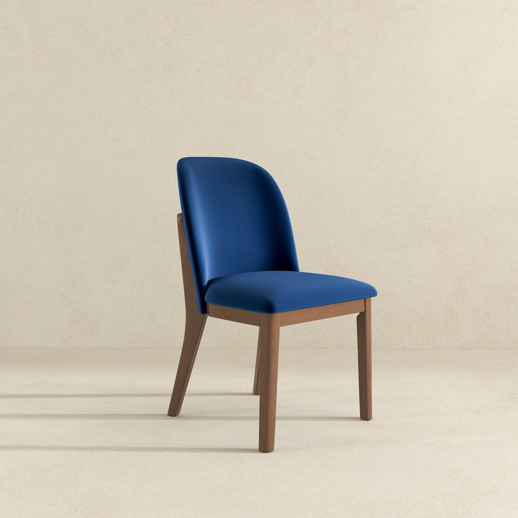 Comfort Dining Chair Set of 2 with Solid Wood Legs - Beige, Orange, Blue, Green