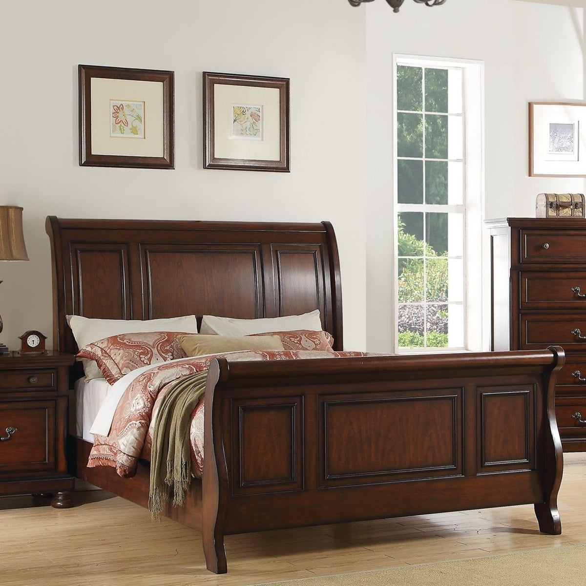 Panel 3 Piece Bedroom Set with Nightstands - Dark Gray or Dark Brown