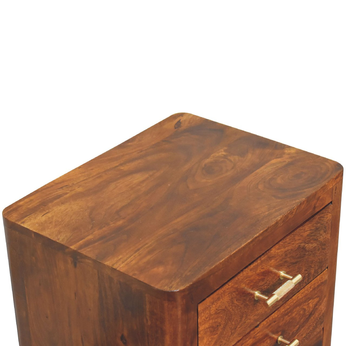 Luca Chestnut Nightstand with 3 Drawers - Solid Mango Wood