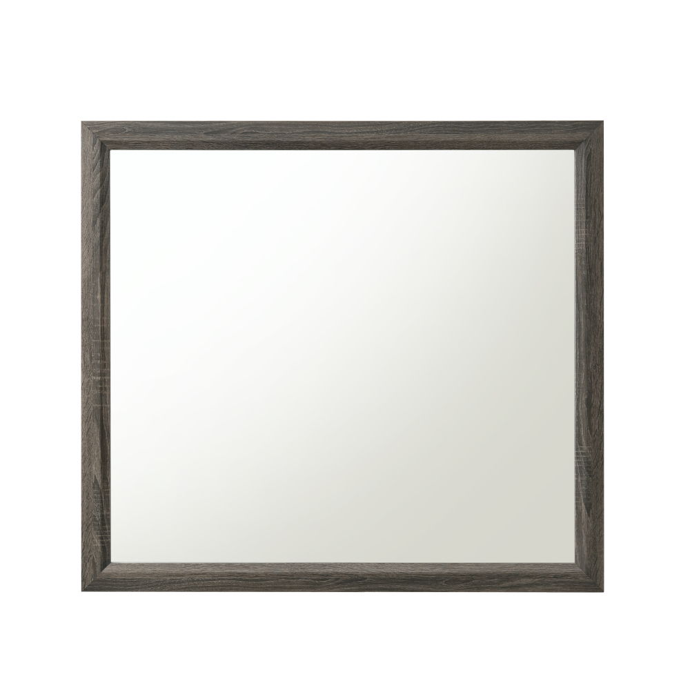 Weathered Mirror with Wood Trim - Gray