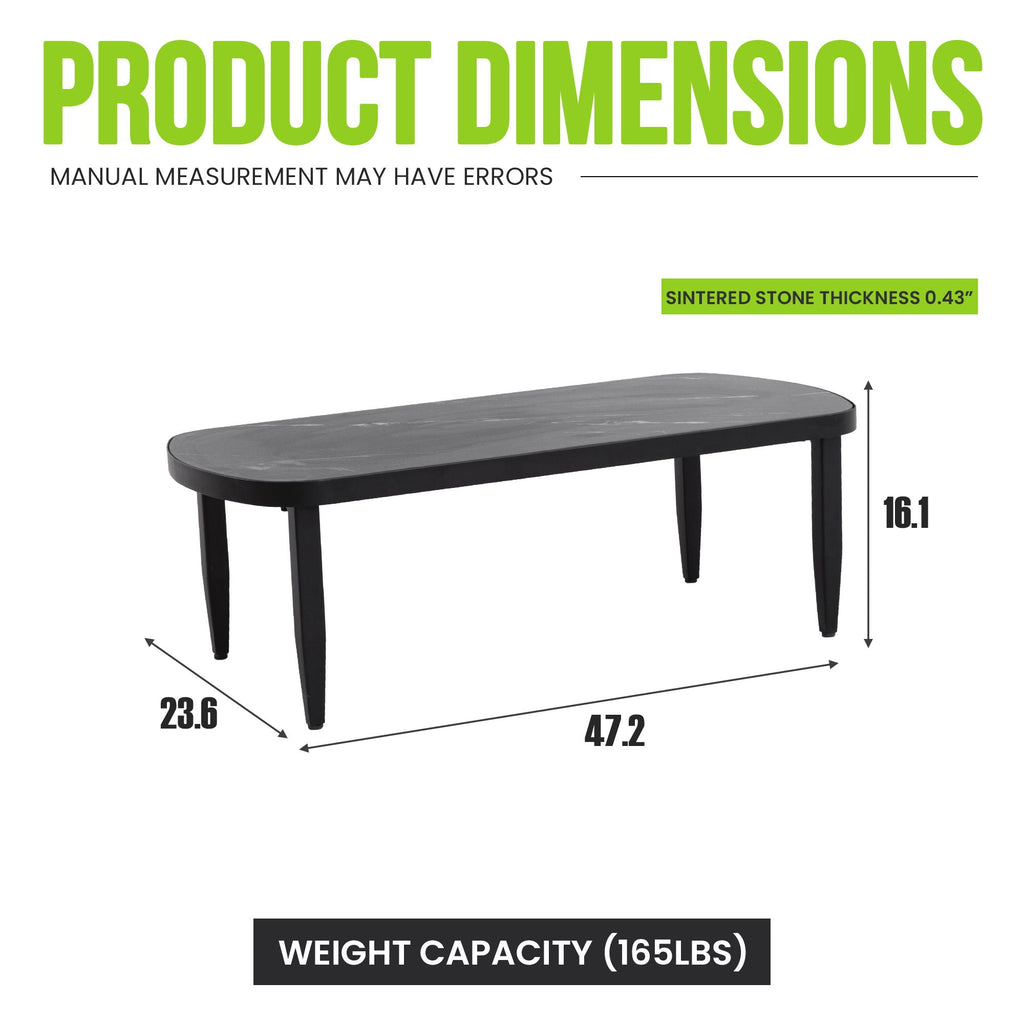 Outdoor Elegance Coffee Table with Rounded Corners – White or Black