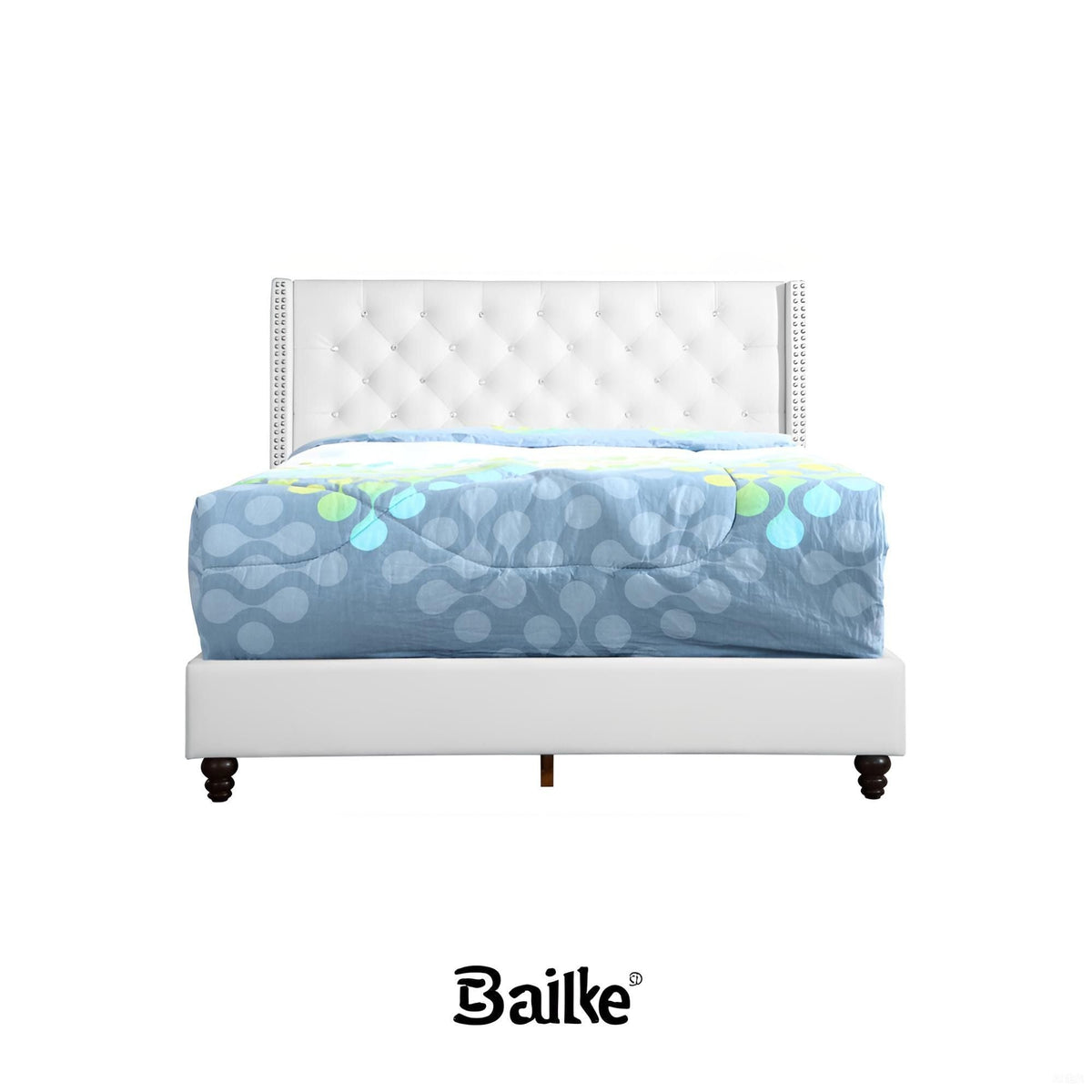 Upholstered Nailhead Trim Chic Bed with Tufted Headboard - Multiple Colors