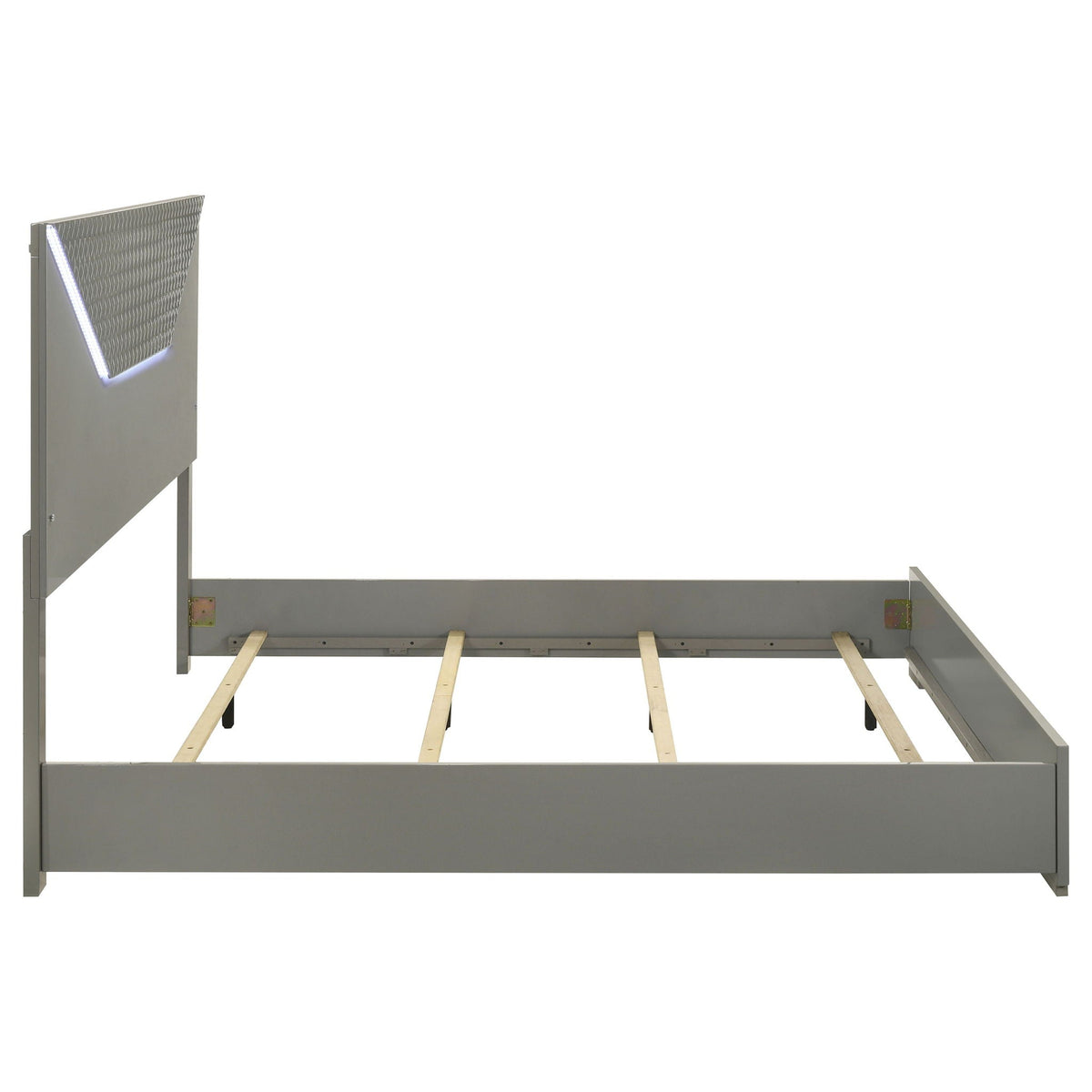 Pierce Panel Bed with LED Headboard - High Gloss Finish - White or Dark Gray