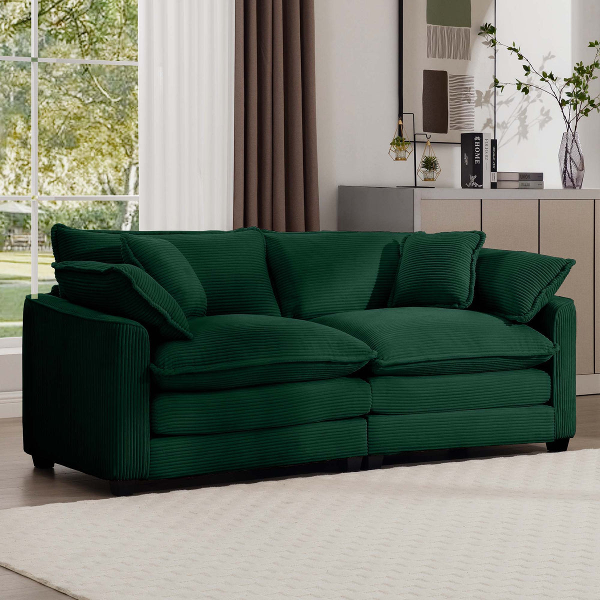 Modern Upholstered Deep Seating Loveseat with 4 Pillows - Multiple Colors