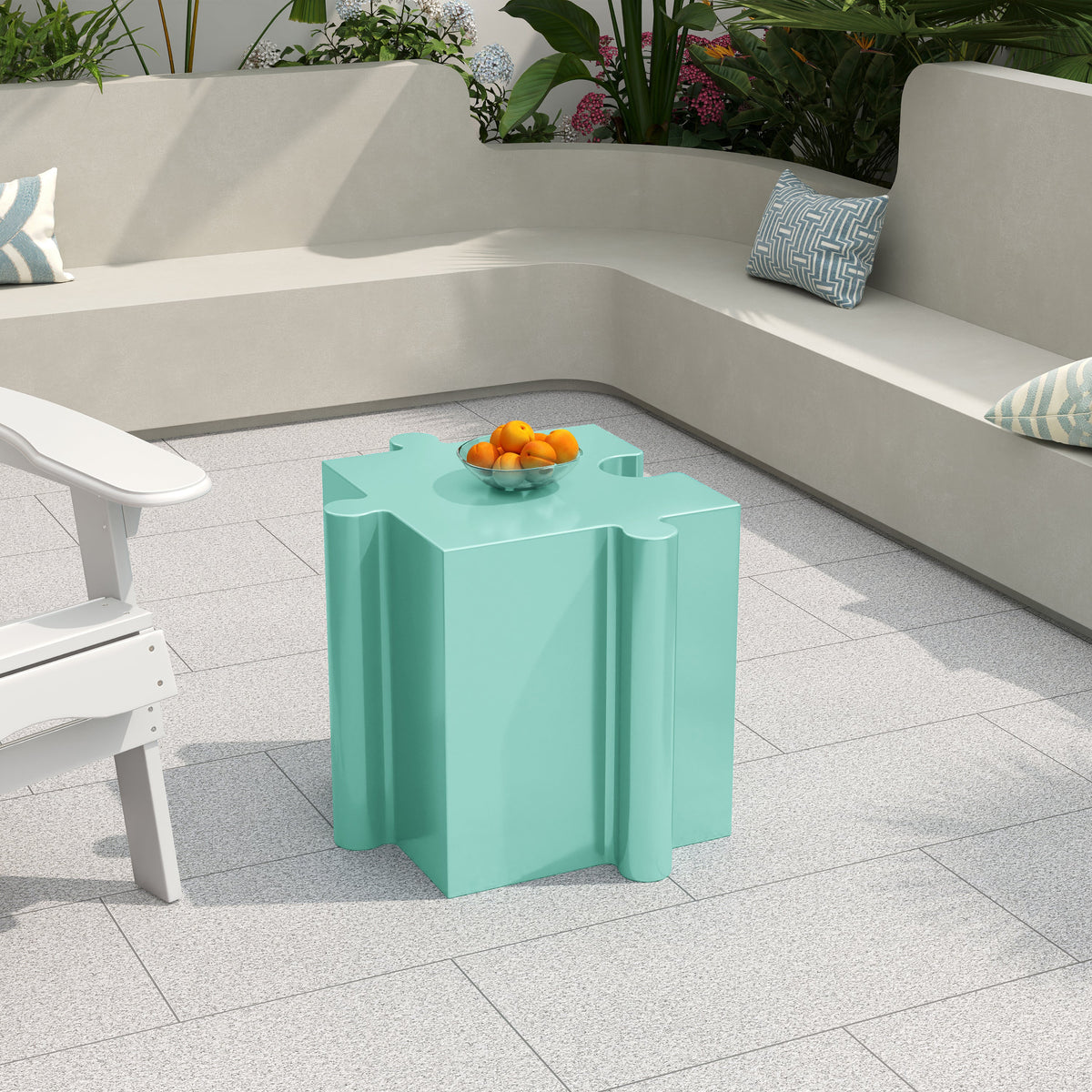 Puzzle Art Side Table with Modular Puzzle Design - Magnesium Oxide