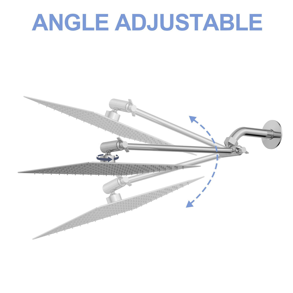 Stainless Steel Shower Arm Extension with 360° Rotation - Black or Pearl Silver