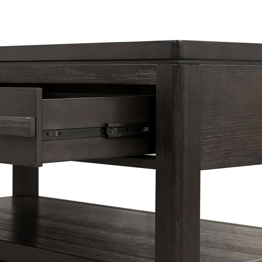 Elegant Dark Brown End Table with Storage Drawer and Shelf
