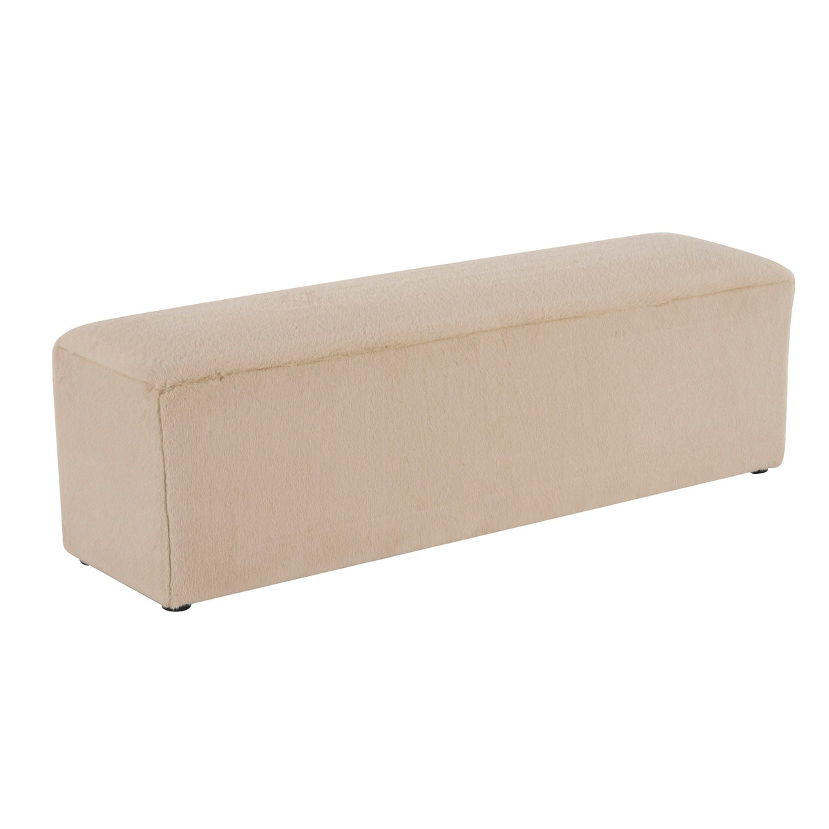 Long Plush Ottoman with Ergonomic Seat Height - Almond