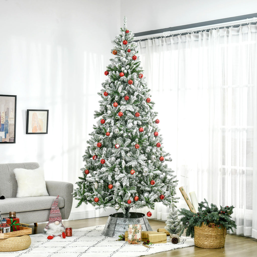 9' Tall Unlit Snow Flocked Pine Christmas Tree - Artificial Pine