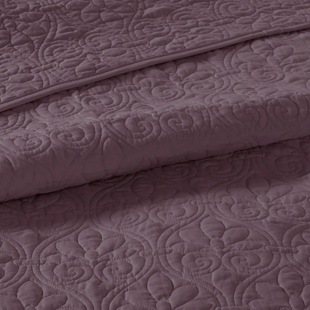Reversible Quilt Set with Classic Stitch Pattern – Purple