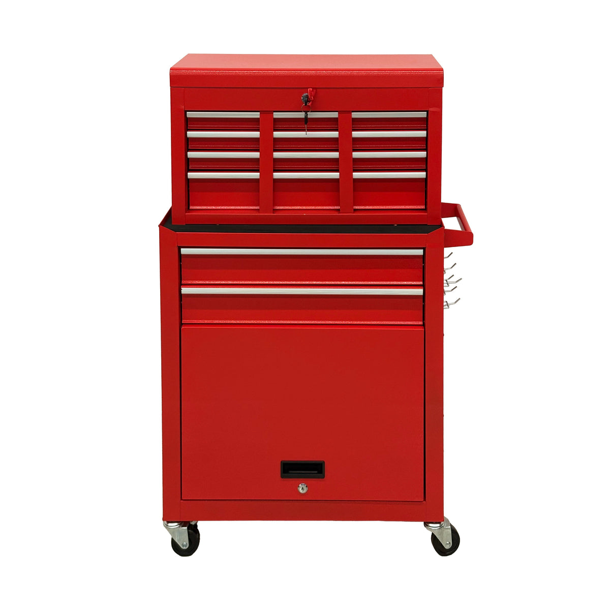 8-Drawer High-Capacity Rolling Tool Chest with Multi-Level Storage - Red