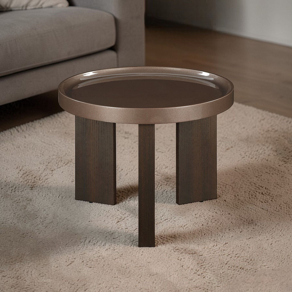Elegant Design Coffee Table with High Gloss Top - Dark Green or Dark Brown
