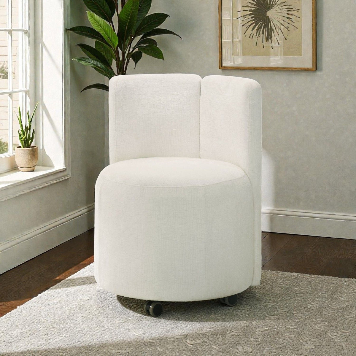White Swivel Side Chair Set of 2 with Plush Cushioning - White