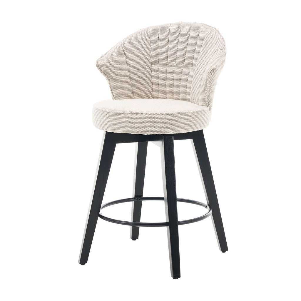 Wing Back Swivel Bar Stools with Adjustable Leveling Feet - Dark Gray or White