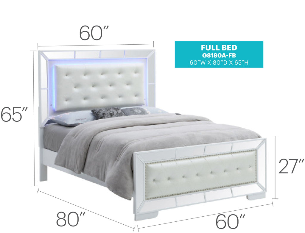 Modern Contemporary Panel Bed with Diamond Tufted Headboard - White