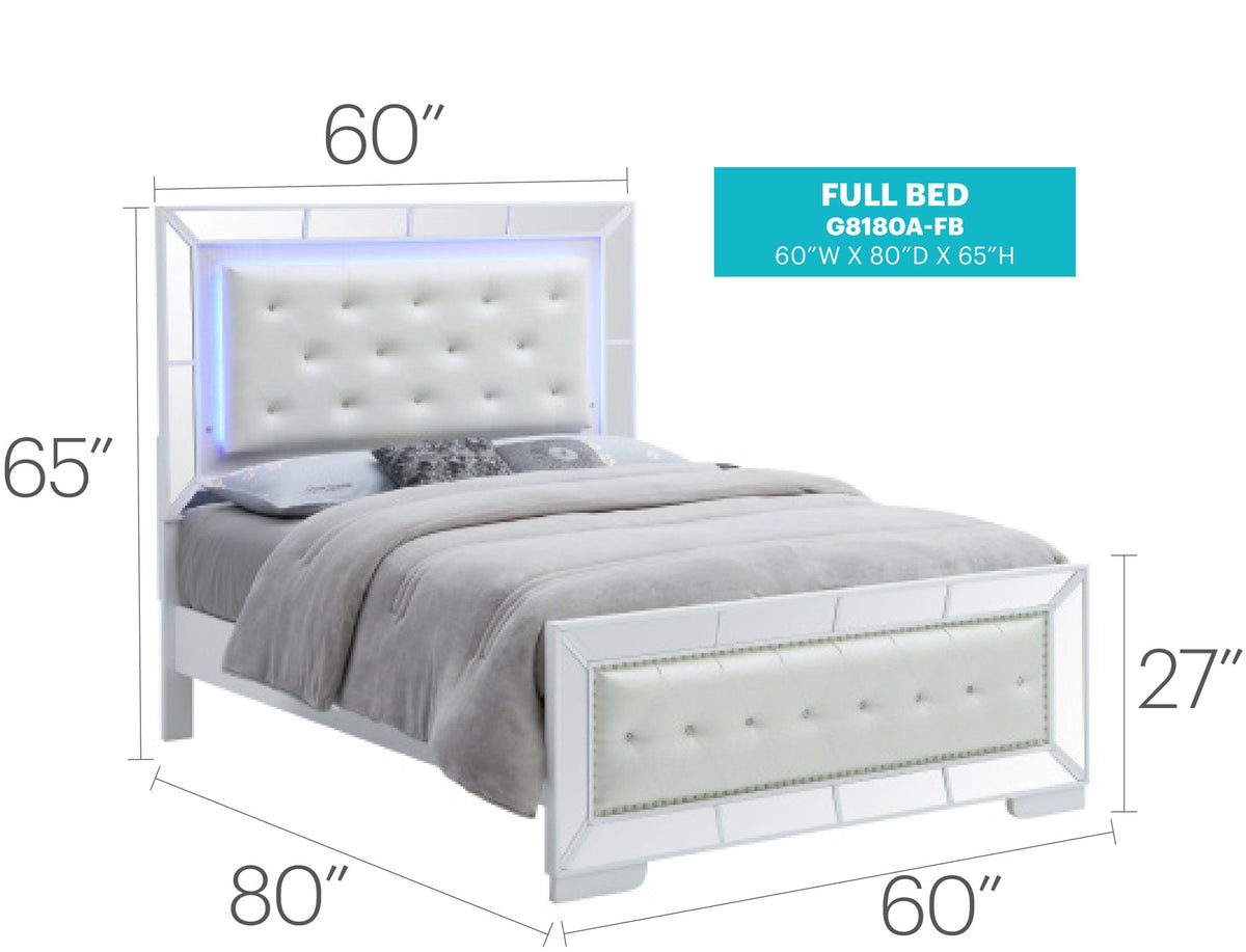 Modern Contemporary Panel Bed with Diamond Tufted Headboard - White