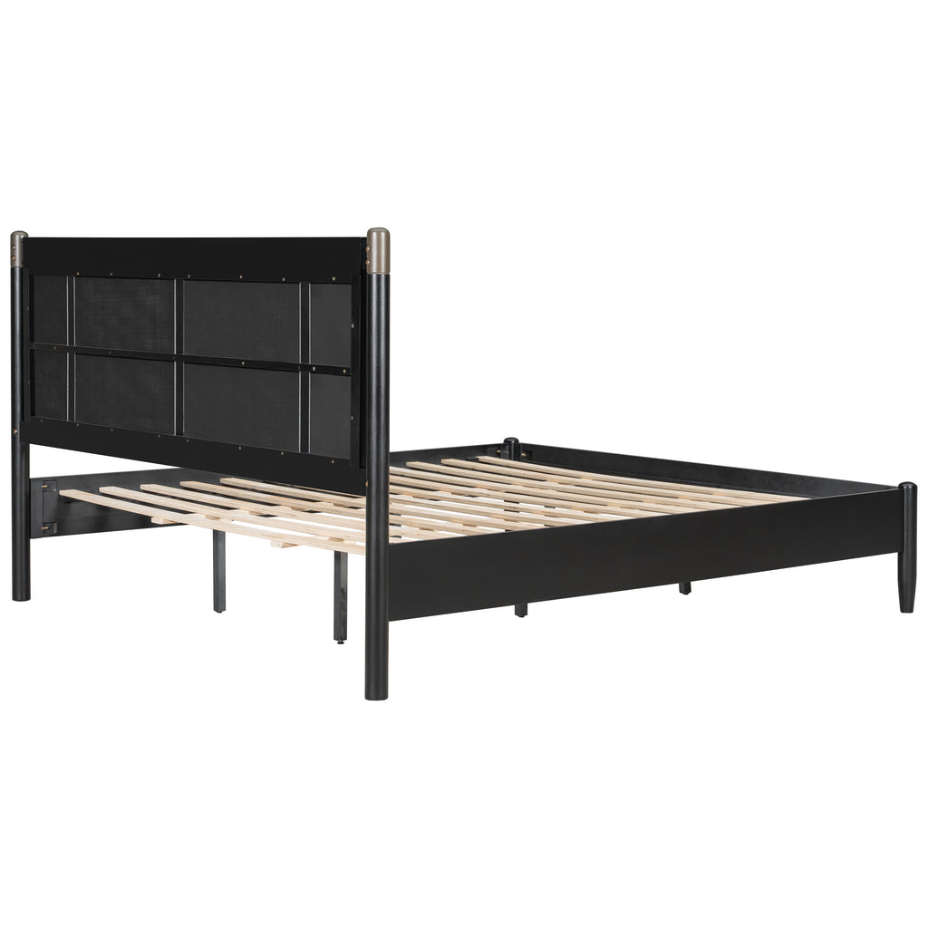 Solid Wood King Bed Frame with Heavy Duty Support - Black/Dark Grey or Grey/Light Grey