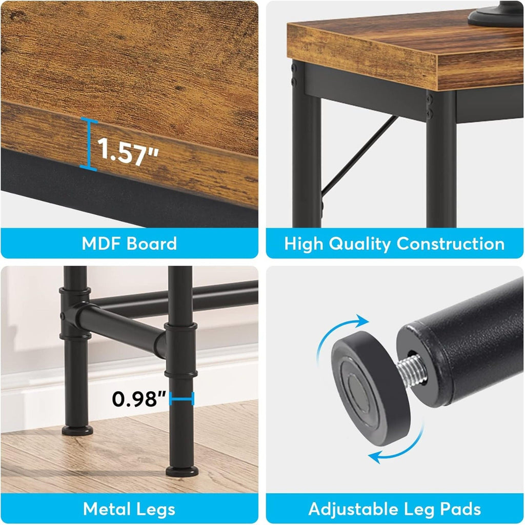 Extra Long Console Table with Industrial Bar-Height - Brown / Black