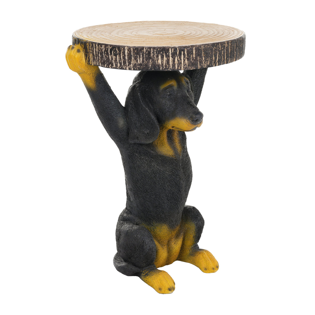 Whimsical Black Dog MGO Side Table with Weather-Resistant Finish - Black