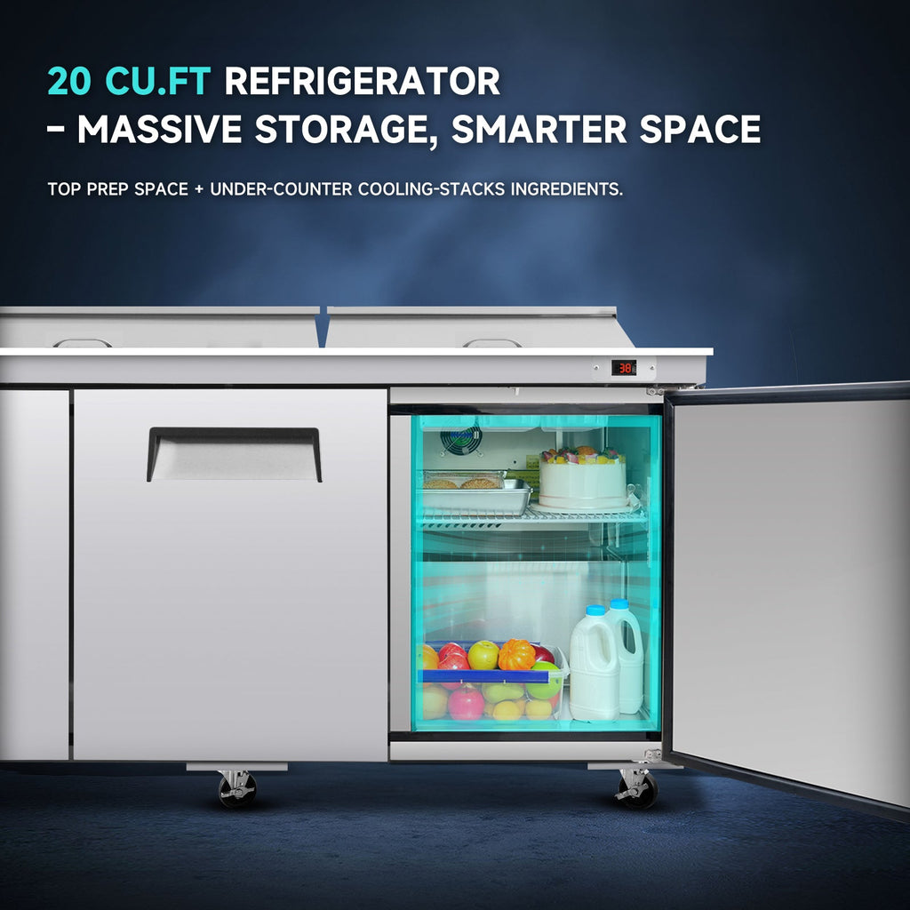 72" Sandwich & Salad Prep Table Refrigerator with Cutting Board - Stainless Steel