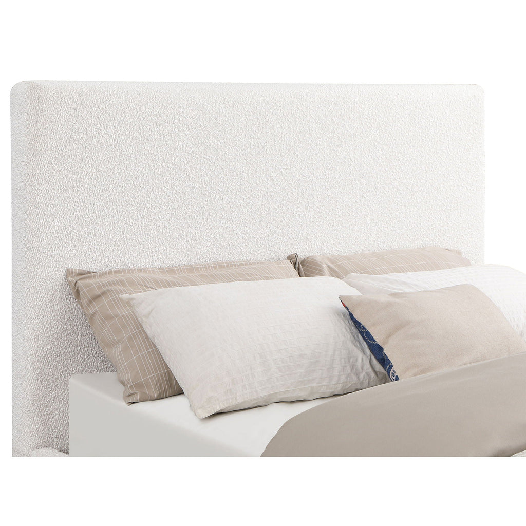 Eastern King Platform Bed with Elevated Headboard - Cream
